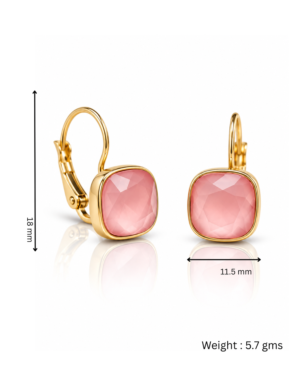Blush Cushion Crystal Lever-Back Earrings