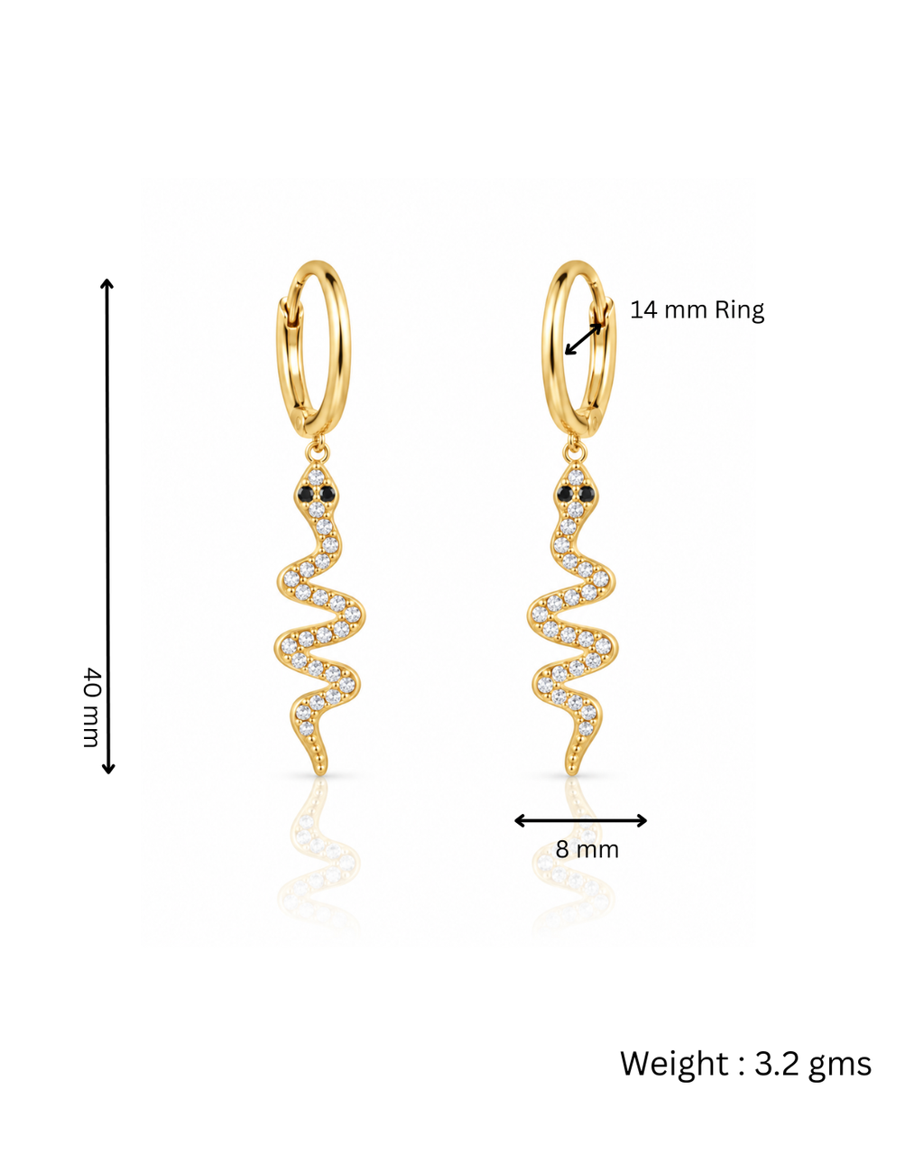 Crystal Pave Snake Huggie Earrings