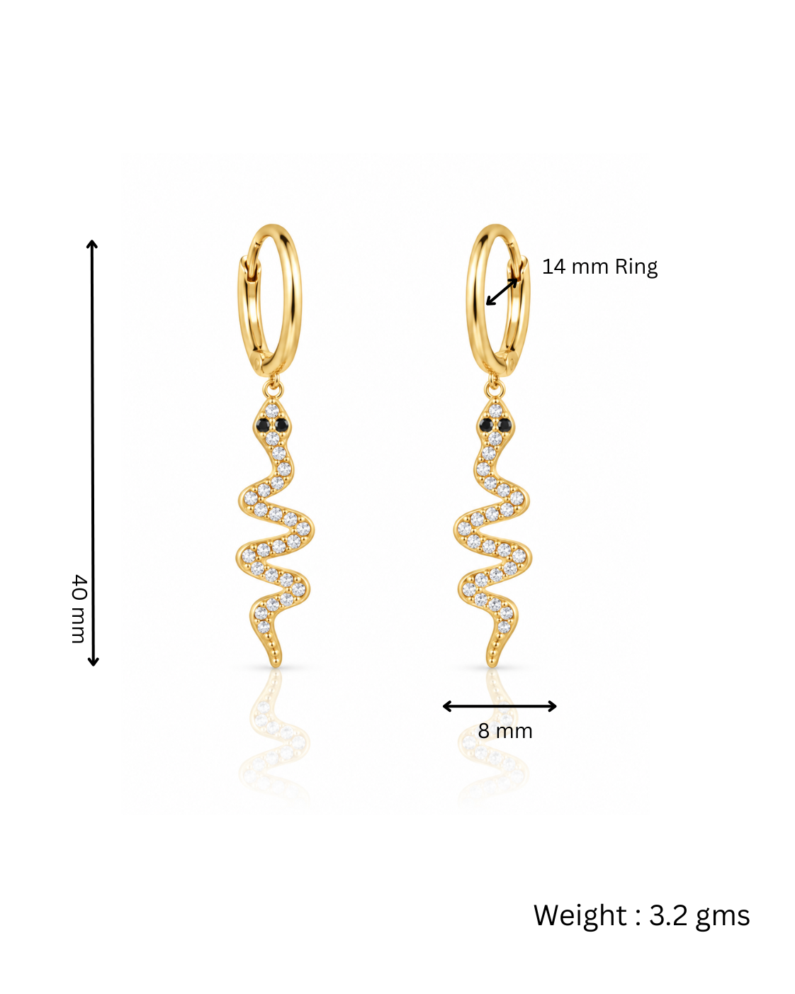 Crystal Pave Snake Huggie Earrings