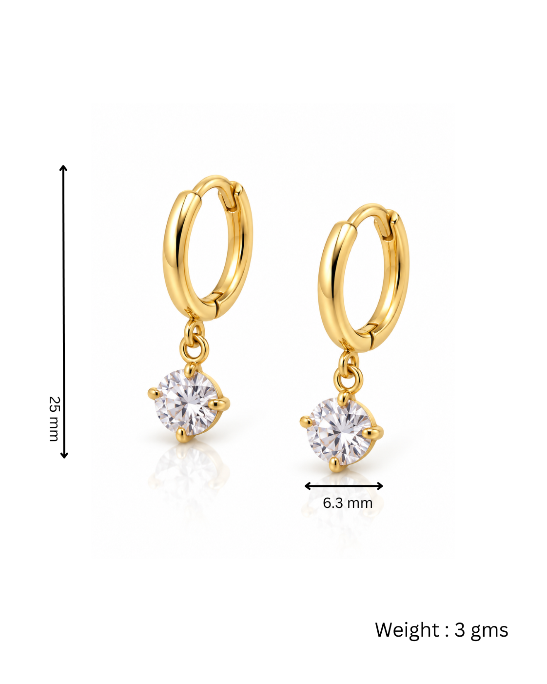 CZ Drop Huggie Hoop Earrings