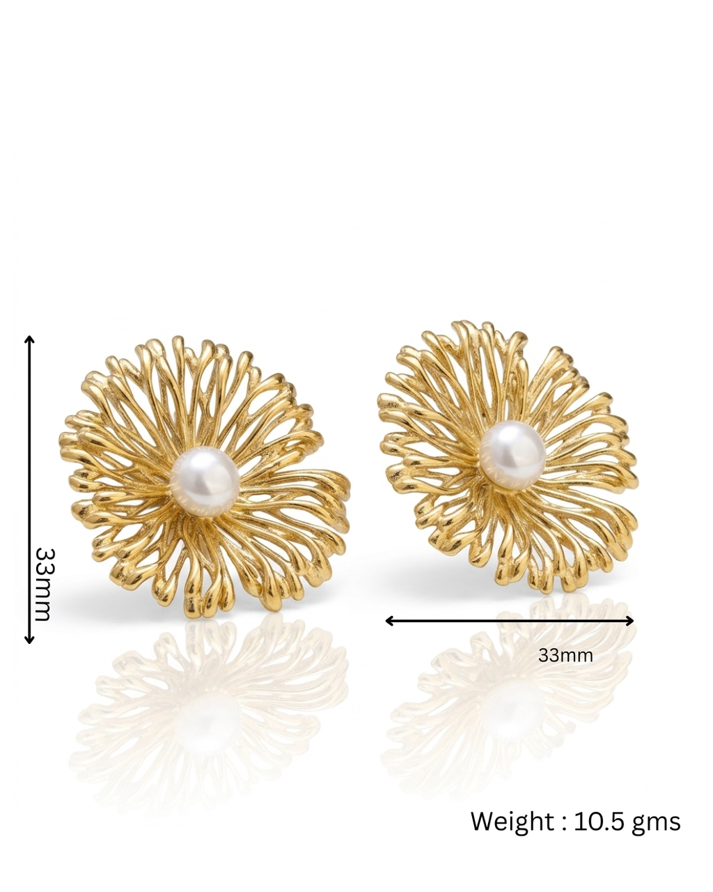 Sunburst Pearl Stud Earrings