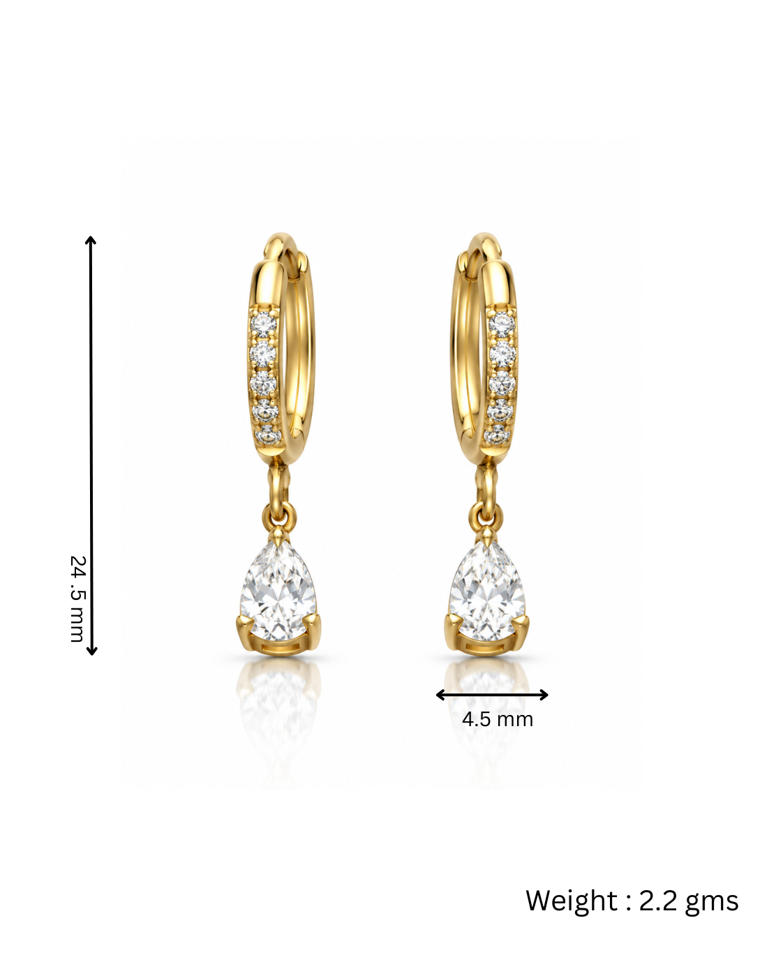 Pear Drop CZ Huggie Hoop Earrings