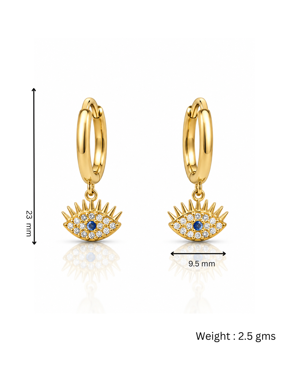 Evil Eye CZ Charm Hoop Earrings
