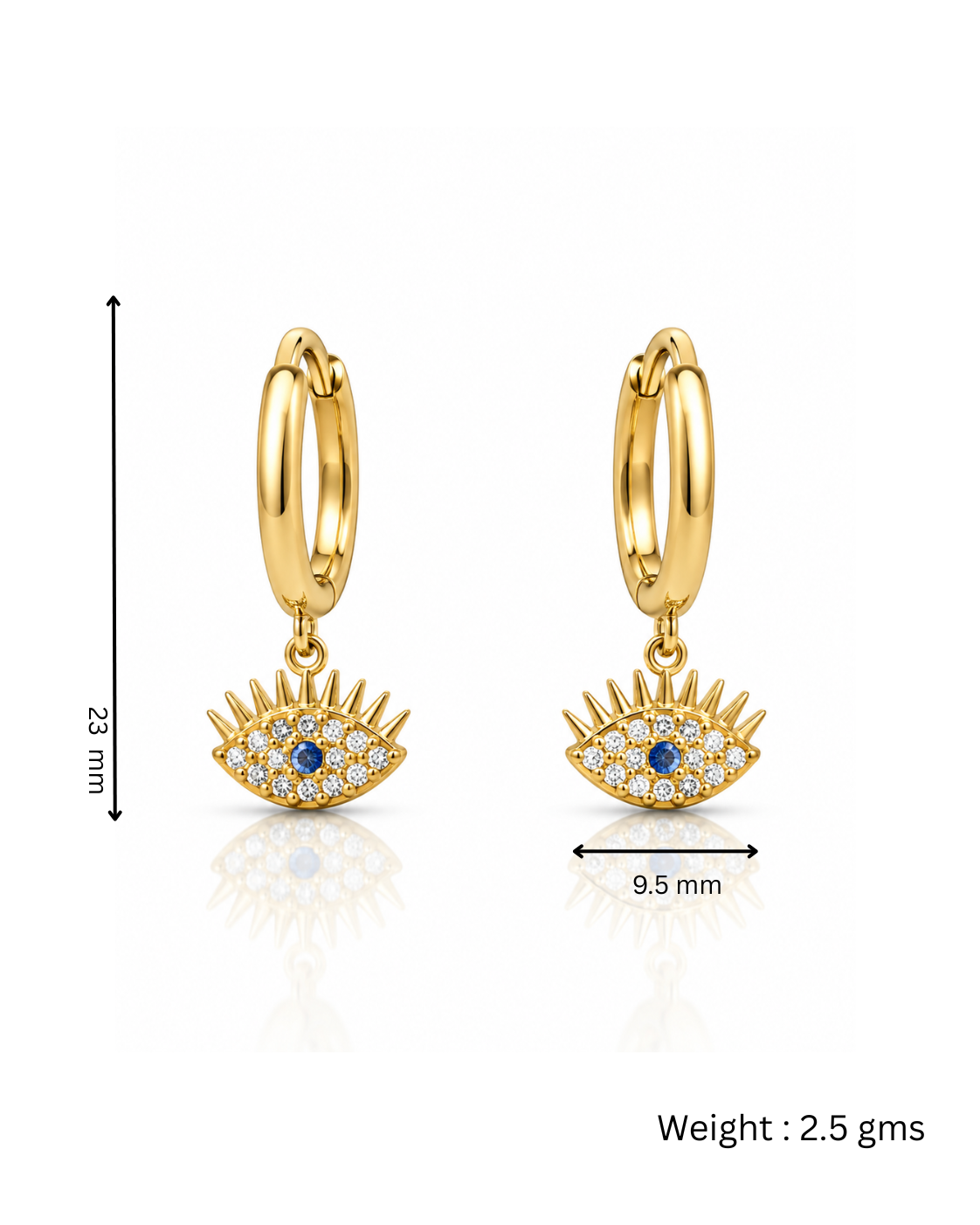 Evil Eye CZ Charm Hoop Earrings