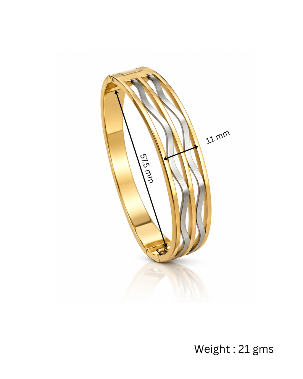 Ripple Wave Two-Tone Cuff Bracelet