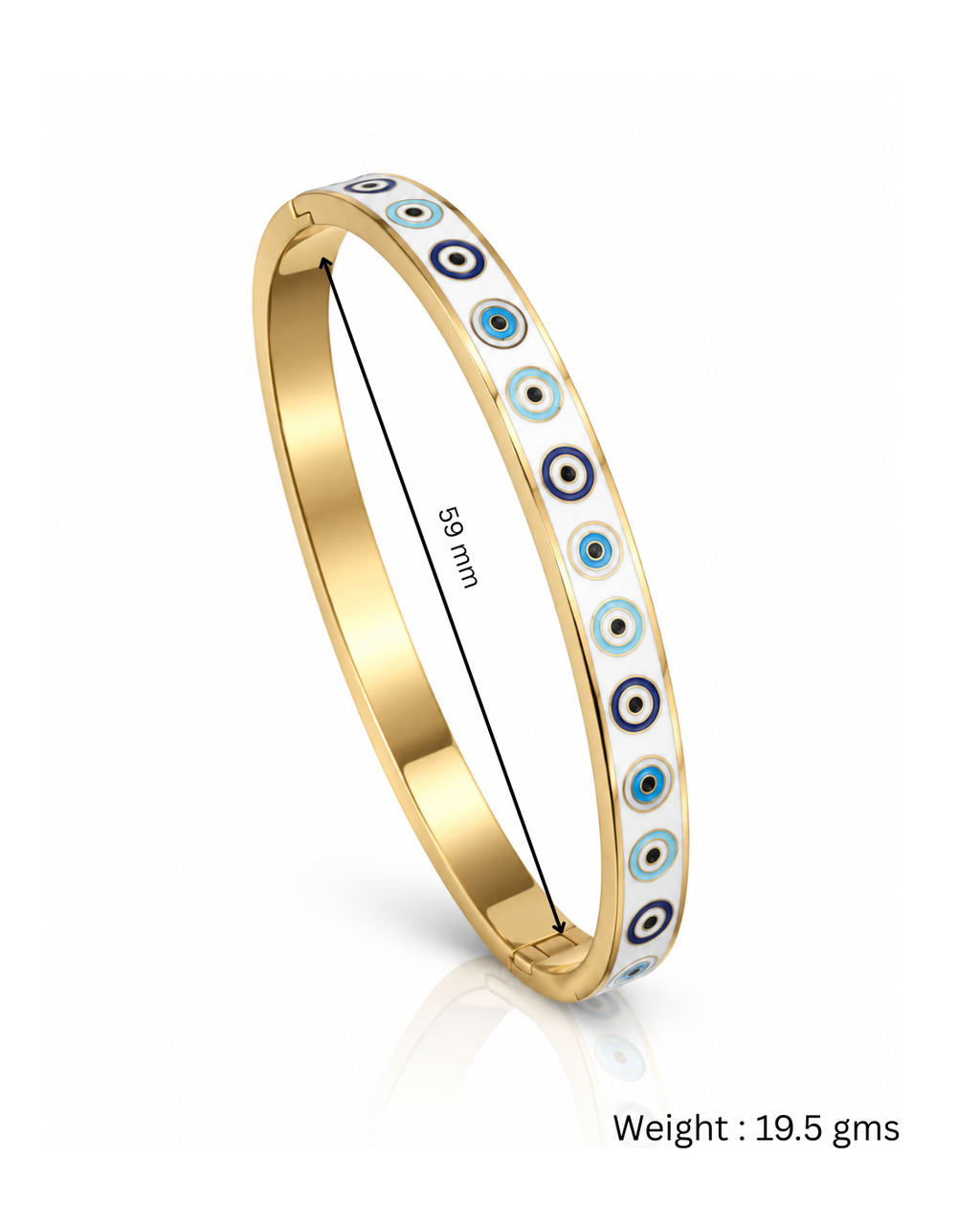 Evil Eye Enamel Row Locking Cuff Bracelet