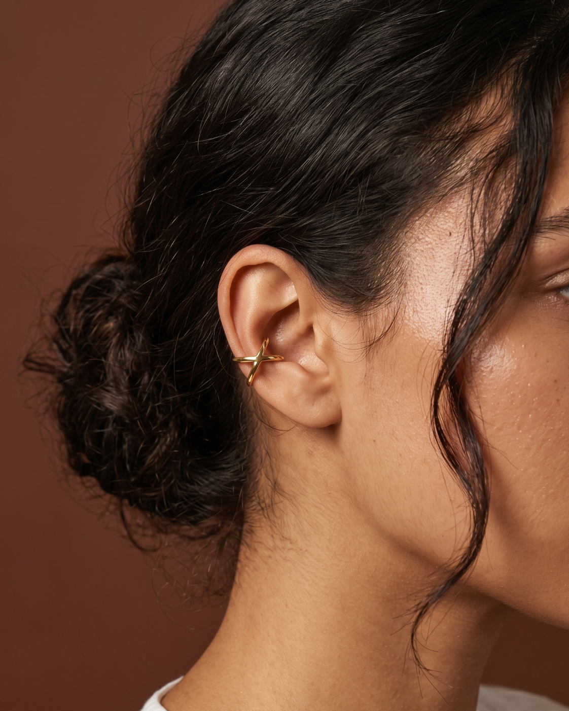 Crossed Wire Sculptural Ear Cuff