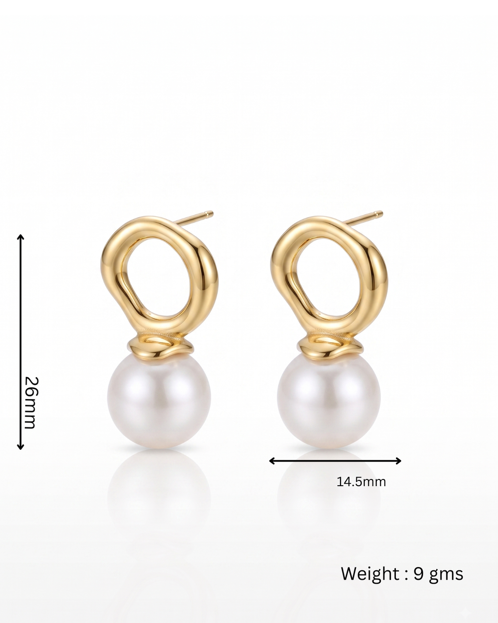 Organic Circle Pearl Drop Earrings