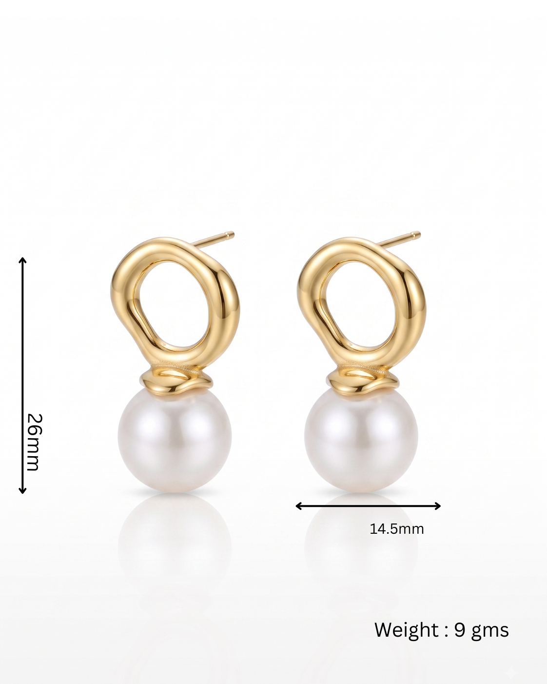 Organic Circle Pearl Drop Earrings