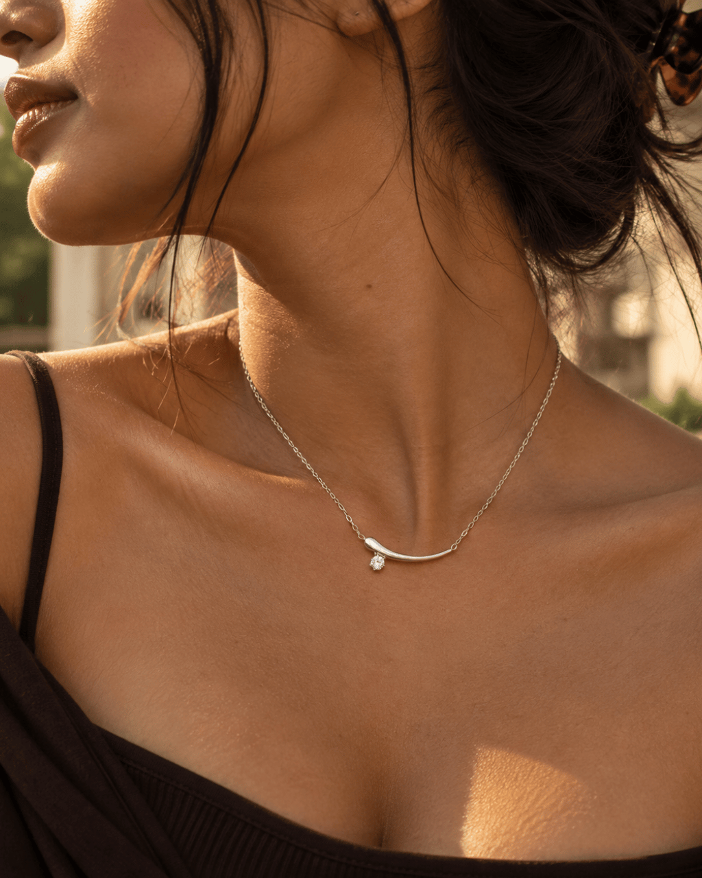 Molten Curve Solitaire Necklace