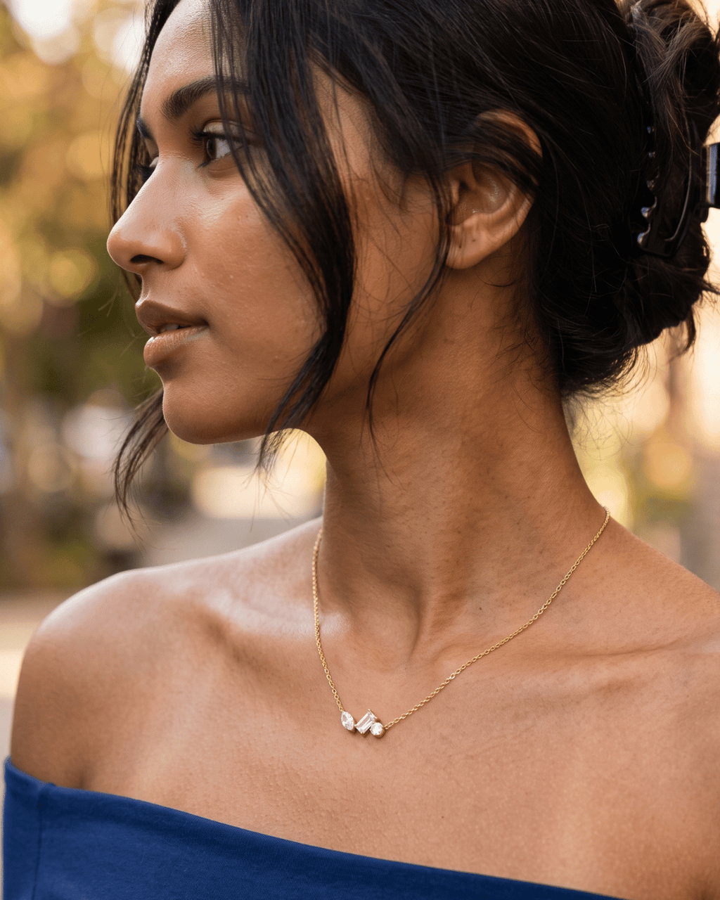 Trio Mixed-Cut CZ Pendant Necklace