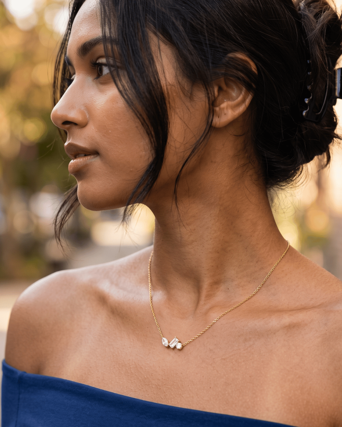 Trio Mixed-Cut CZ Pendant Necklace