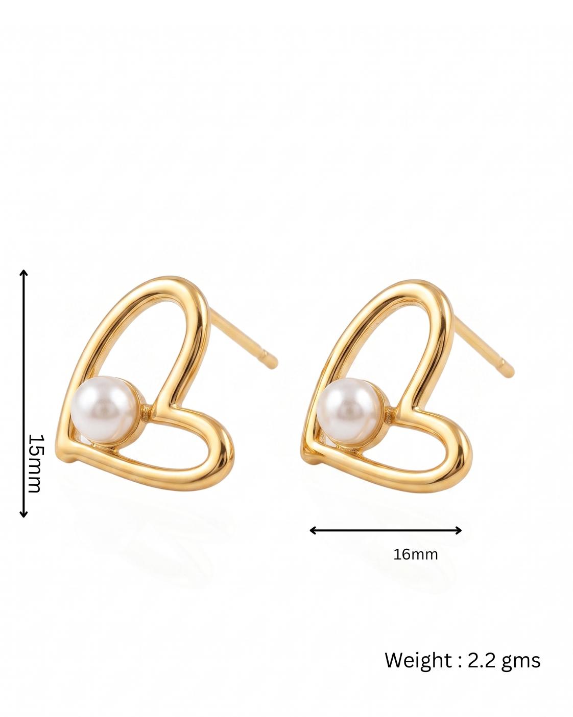 Open Heart Pearl Stud Earrings
