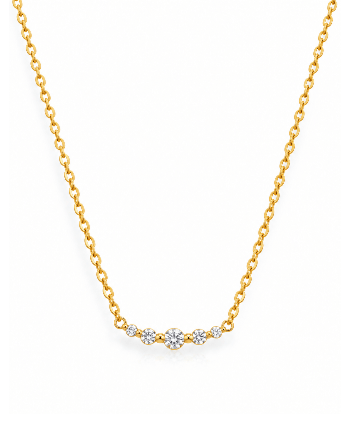 Five-Stone CZ Curve Necklace