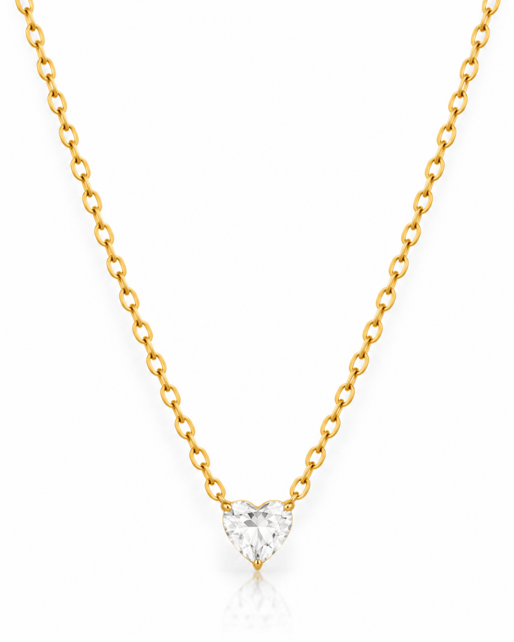 Floating CZ Heart Solitaire Necklace