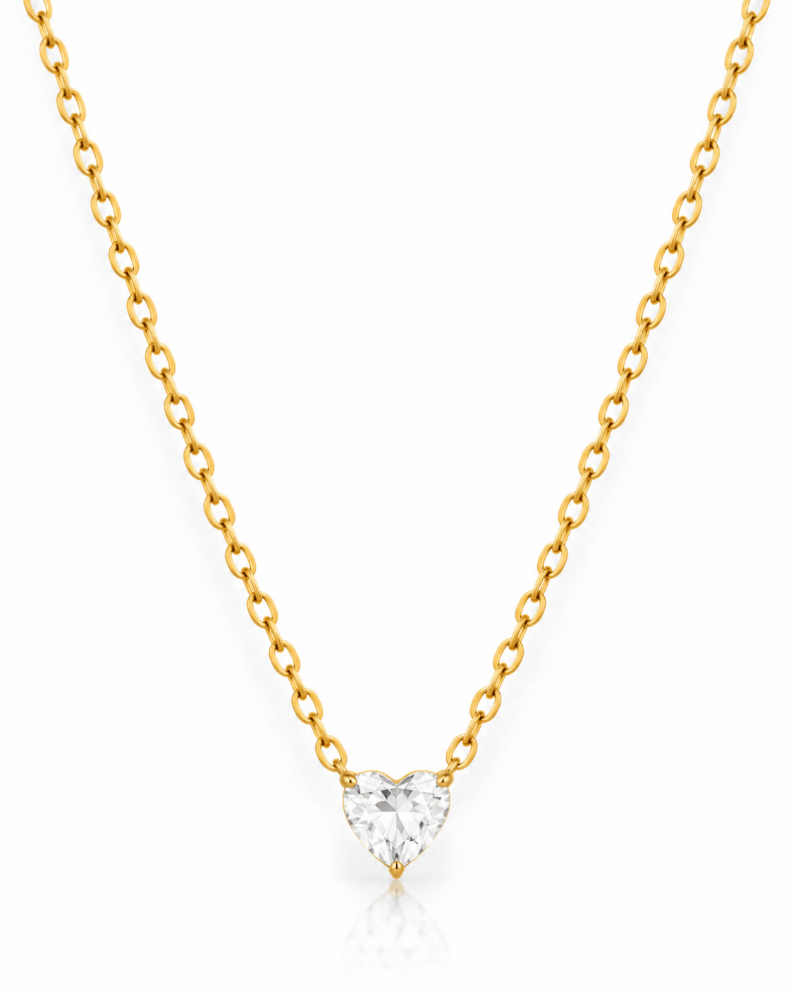 Floating CZ Heart Solitaire Necklace