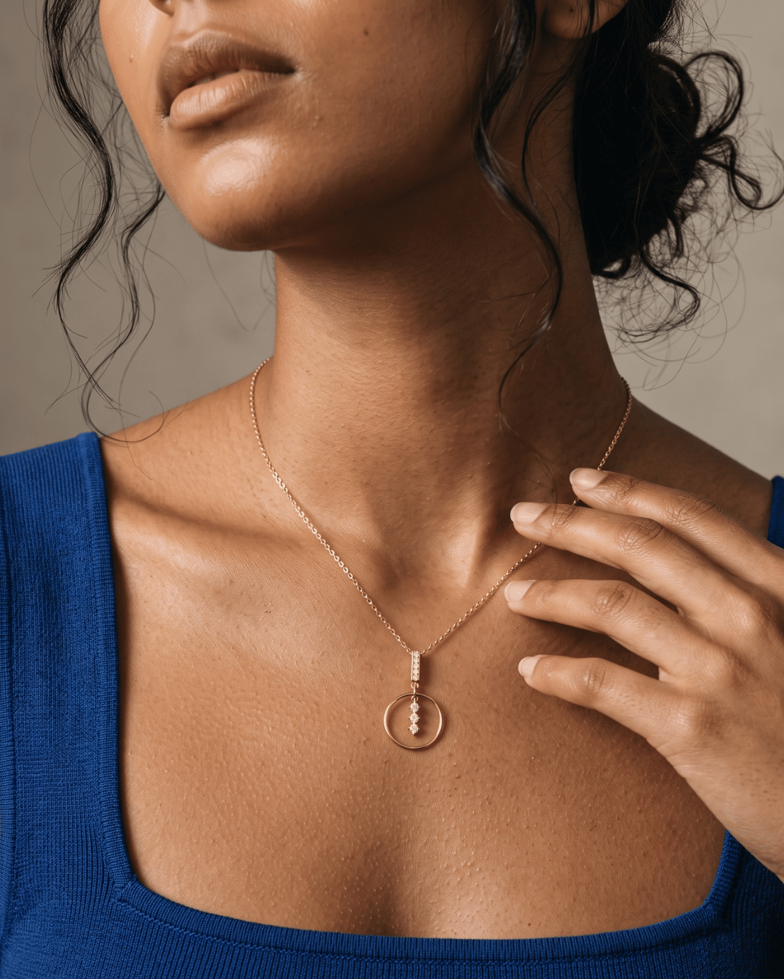 CZ Trio Circle Drop Pendant Necklace