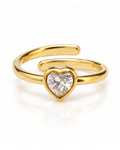 Heart CZ Bezel Solitaire Open Ring