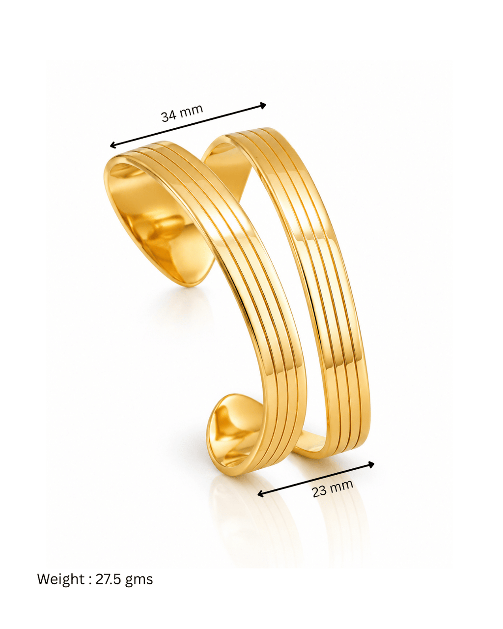 Ridged Column Open Cuff Bracelet