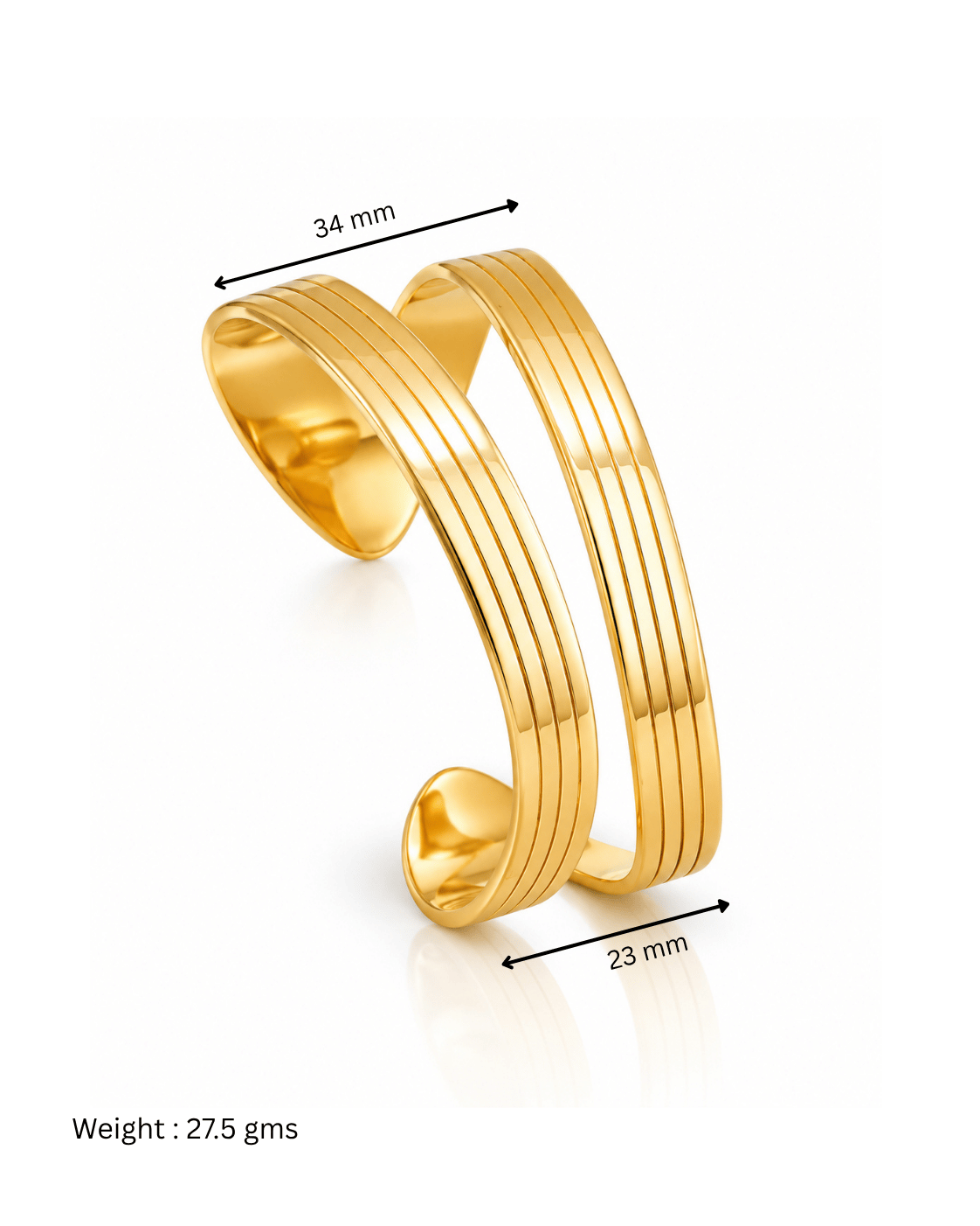 Ridged Column Open Cuff Bracelet