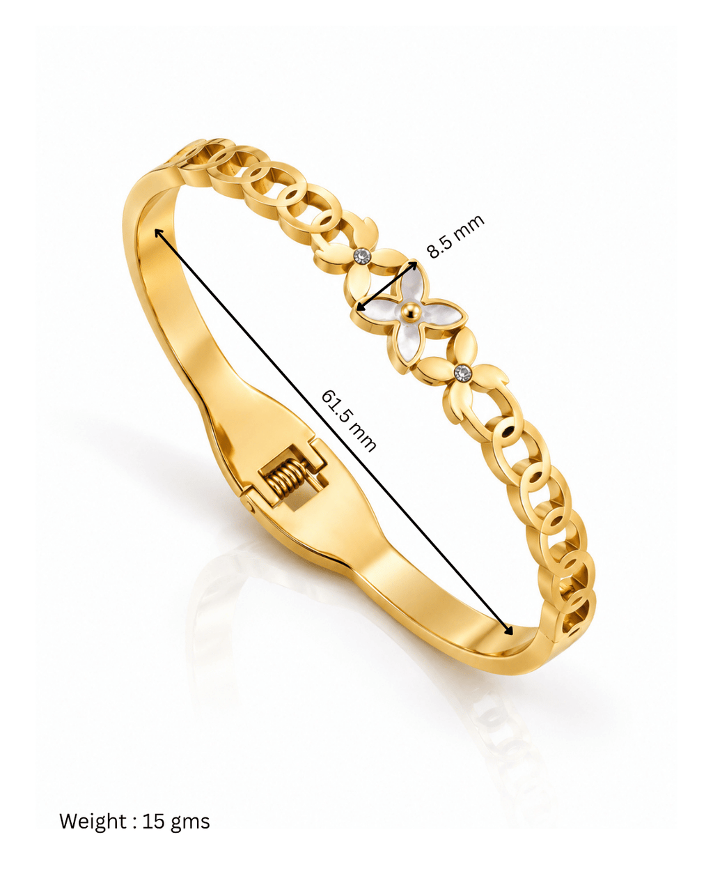 Fleur Motif Chain Spring Cuff Bracelet