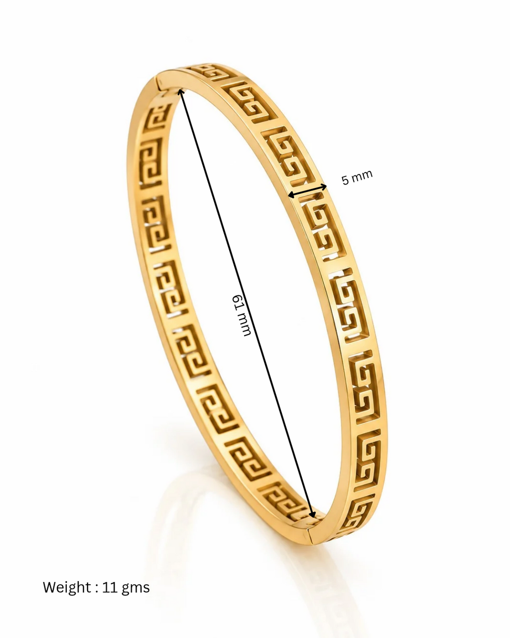 Greek Key Side Lock Cuff Bracelet