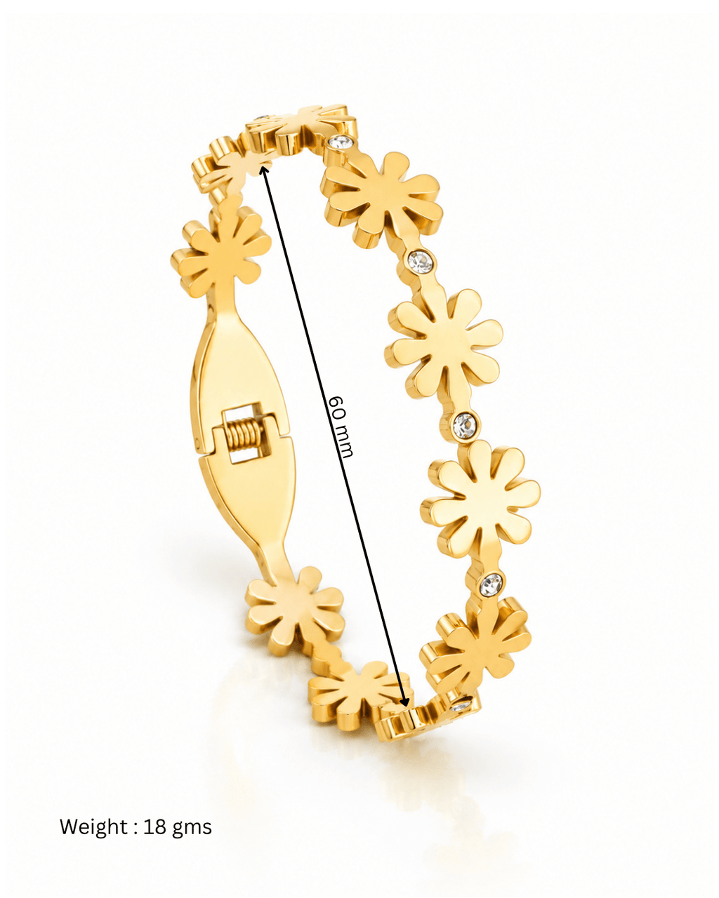 Daisy CZ Row Spring Cuff Bracelet