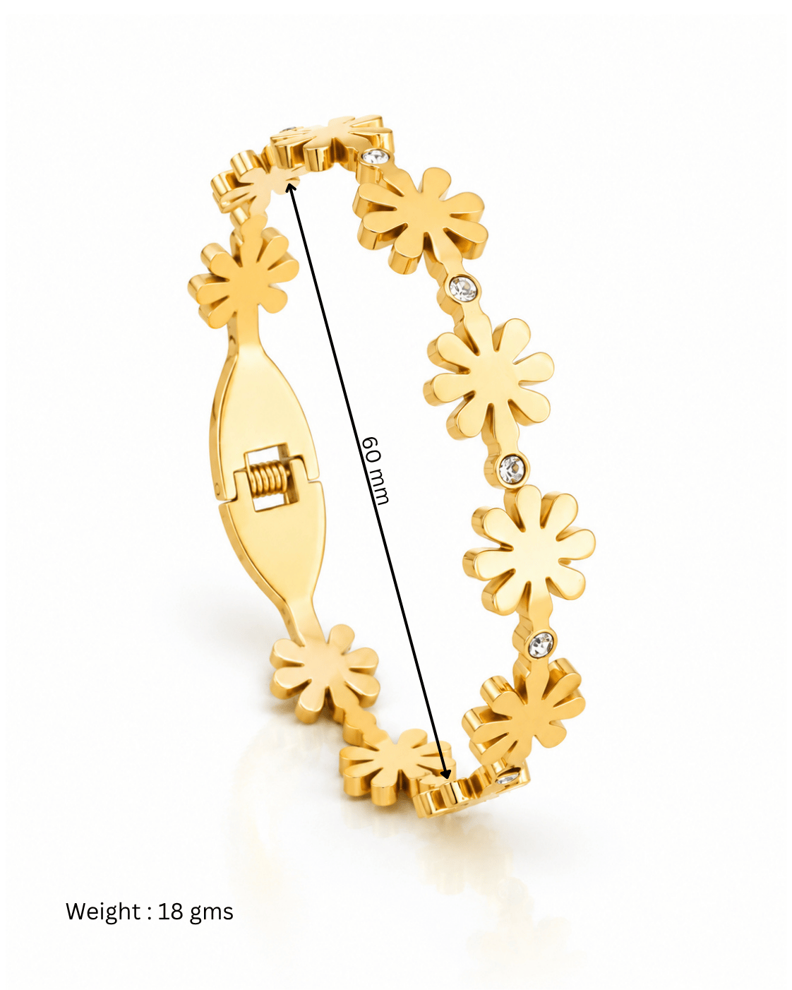 Daisy CZ Row Spring Cuff Bracelet