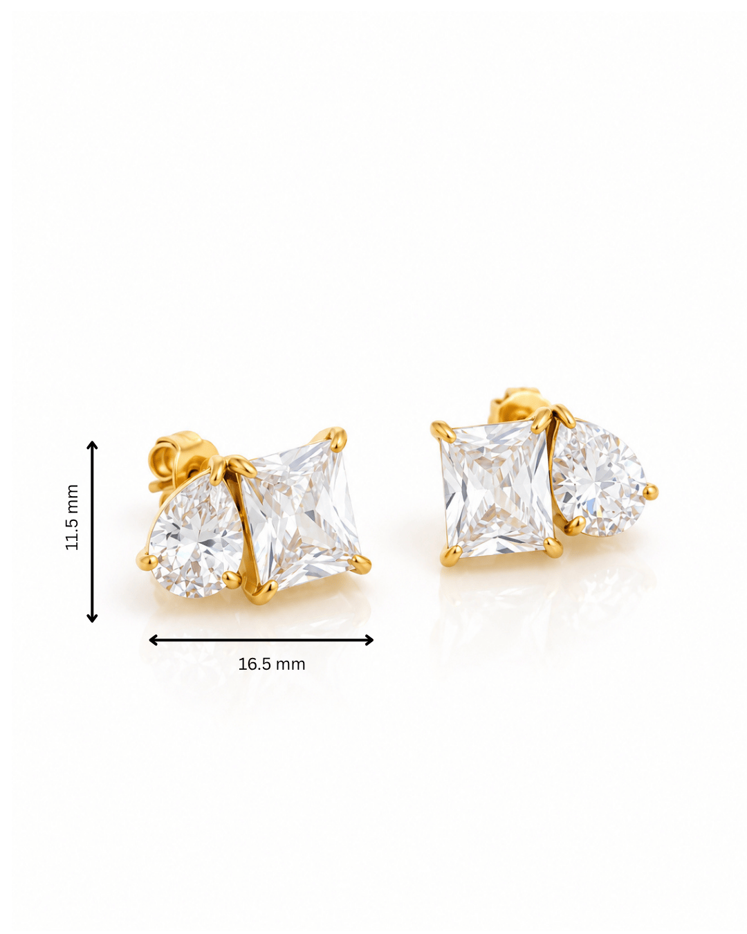 Toi et Moi CZ Princess and Round Studs