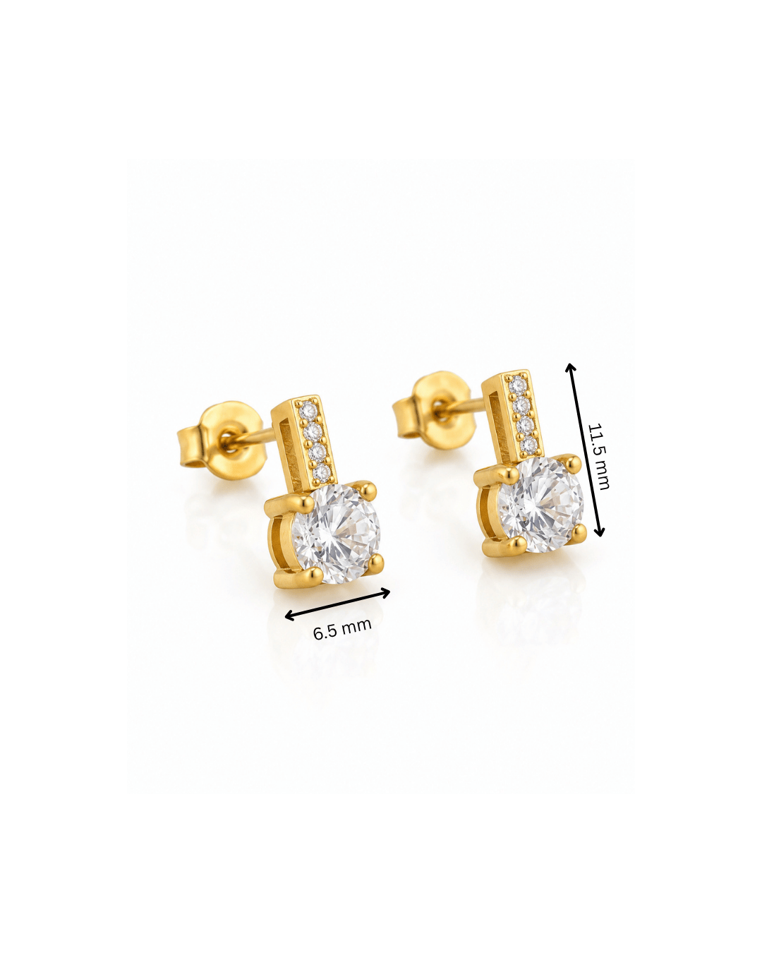 Pave Bar Round CZ Drop Stud Earrings