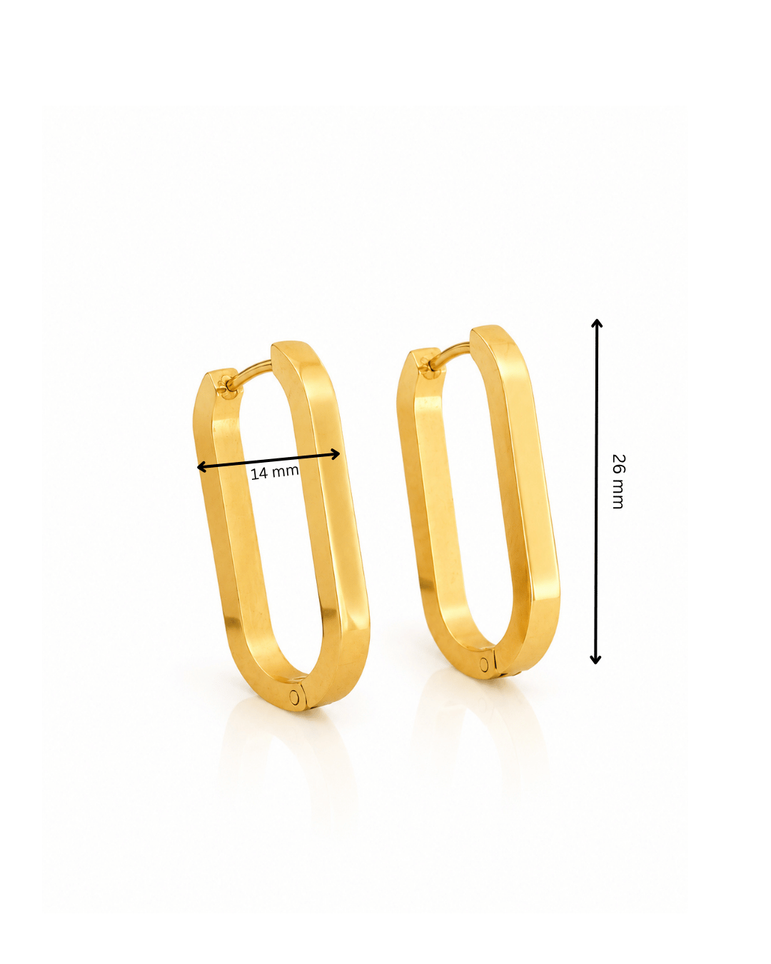 Flat Edge Oblong Hoop Earrings