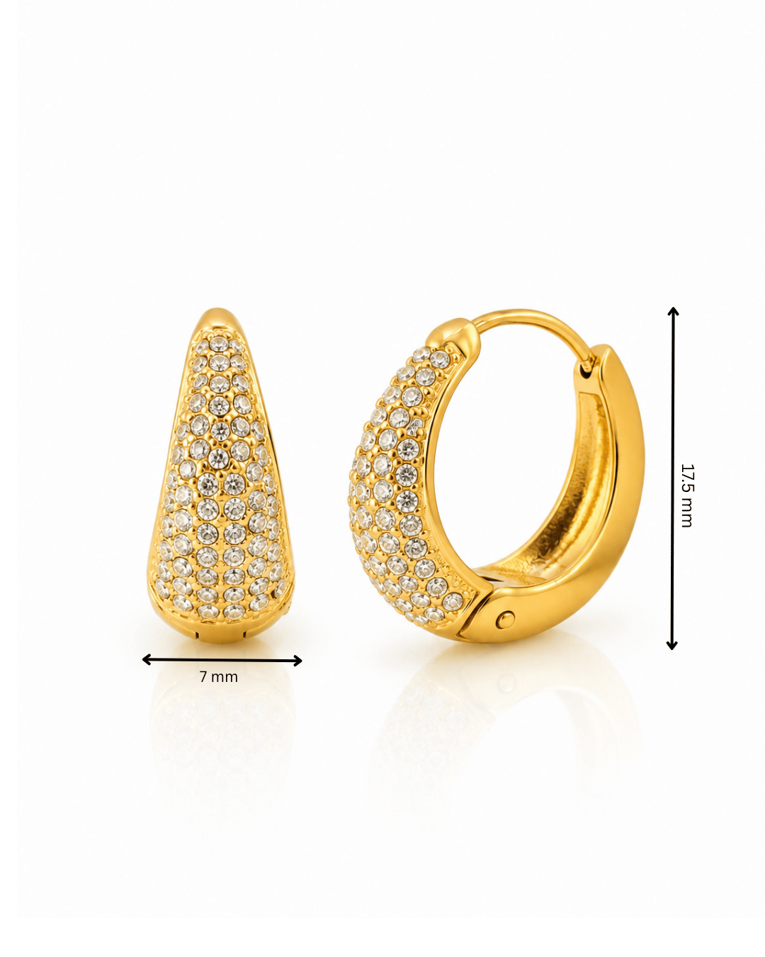Pave CZ Teardrop Huggie Hoop Earrings