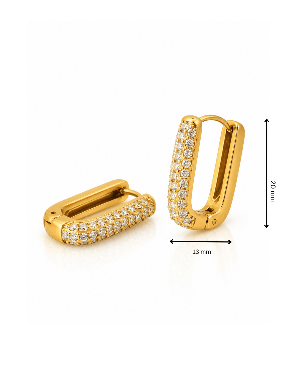 Pave CZ Rectangular Hoop Earrings