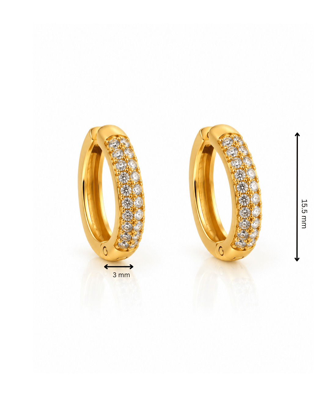 Double Row Pave CZ Huggie Hoop Earrings