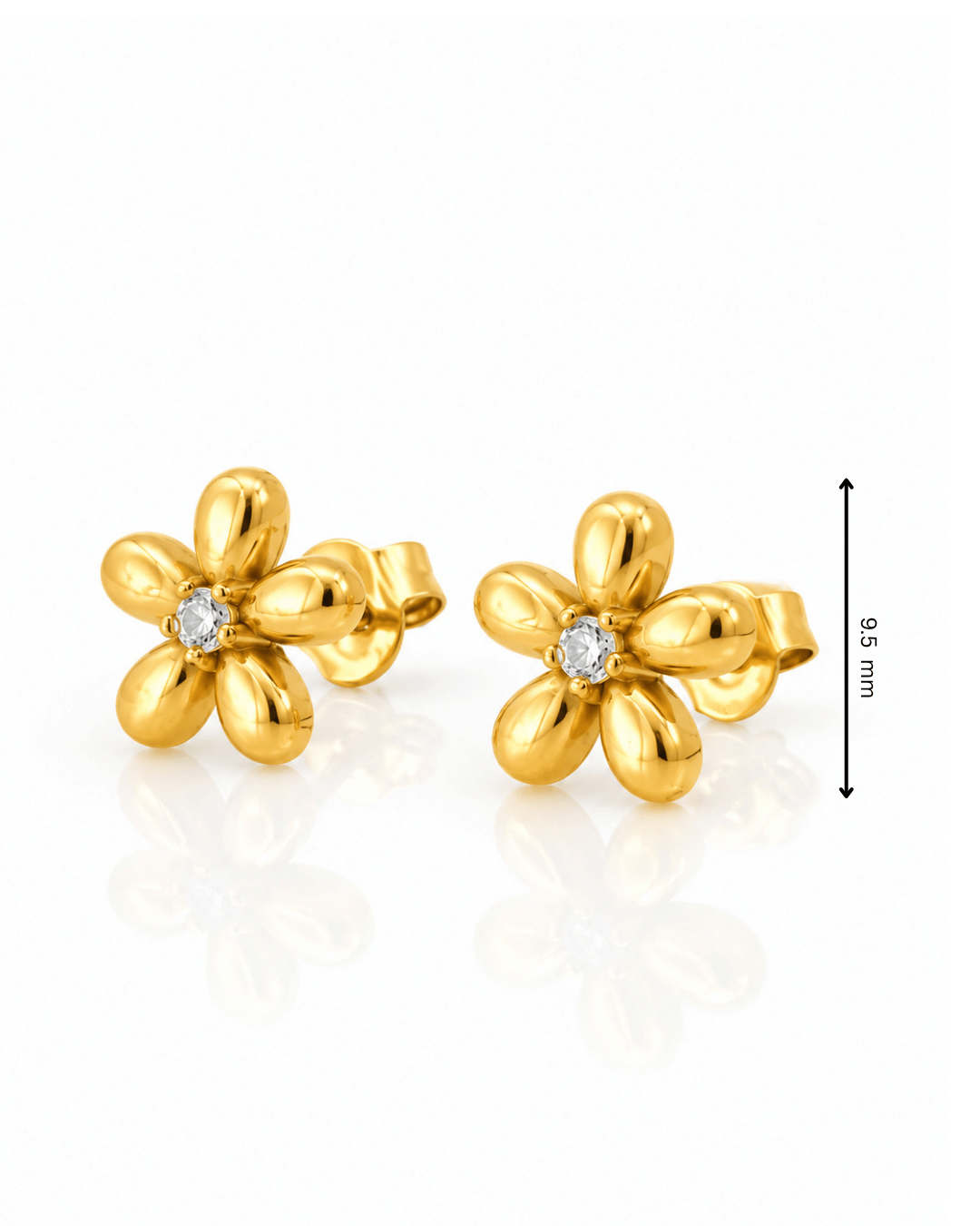 Puffy Daisy CZ Centre Stud Earrings