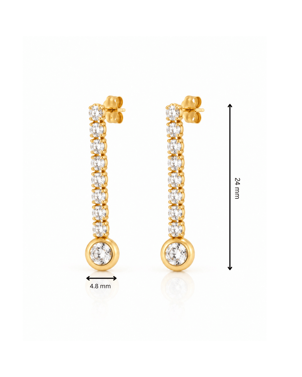 Tennis Bar Bezel Drop Stud Earrings