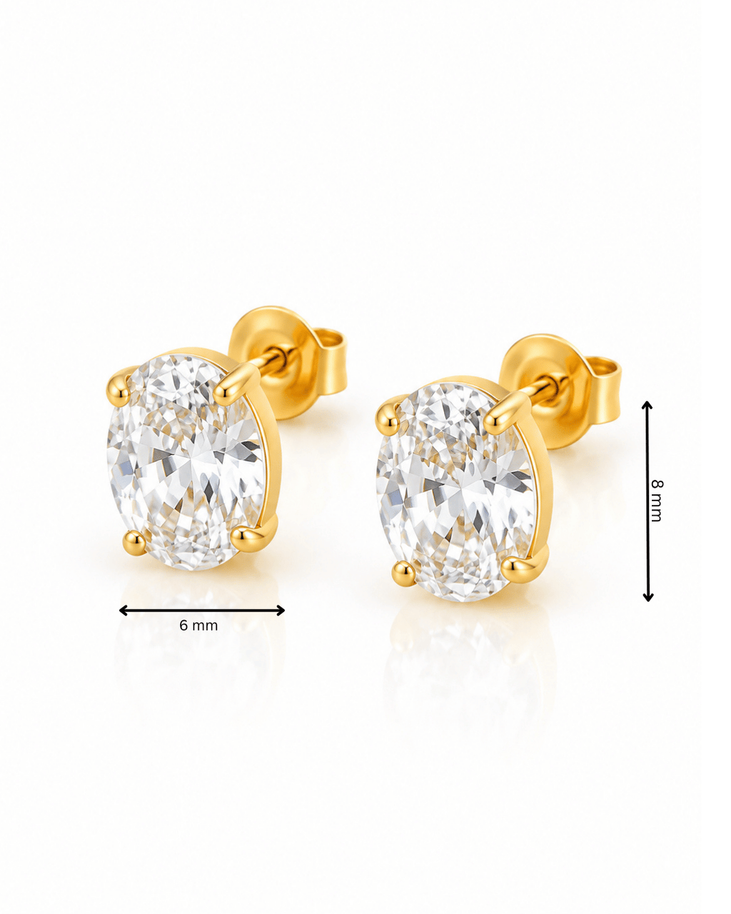 Oval CZ Four-Prong Solitaire Stud Earrings