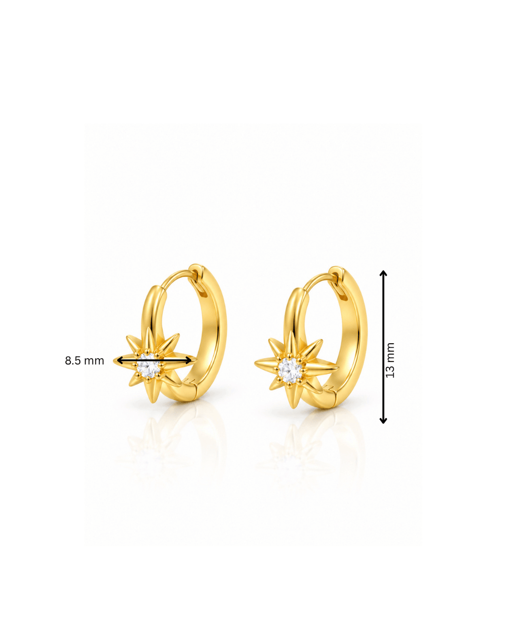 North Star CZ Huggie Hoop Earrings