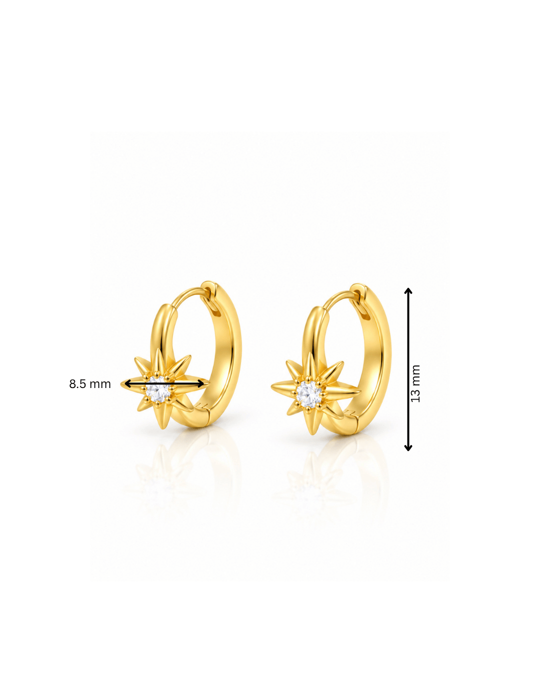 North Star CZ Huggie Hoop Earrings