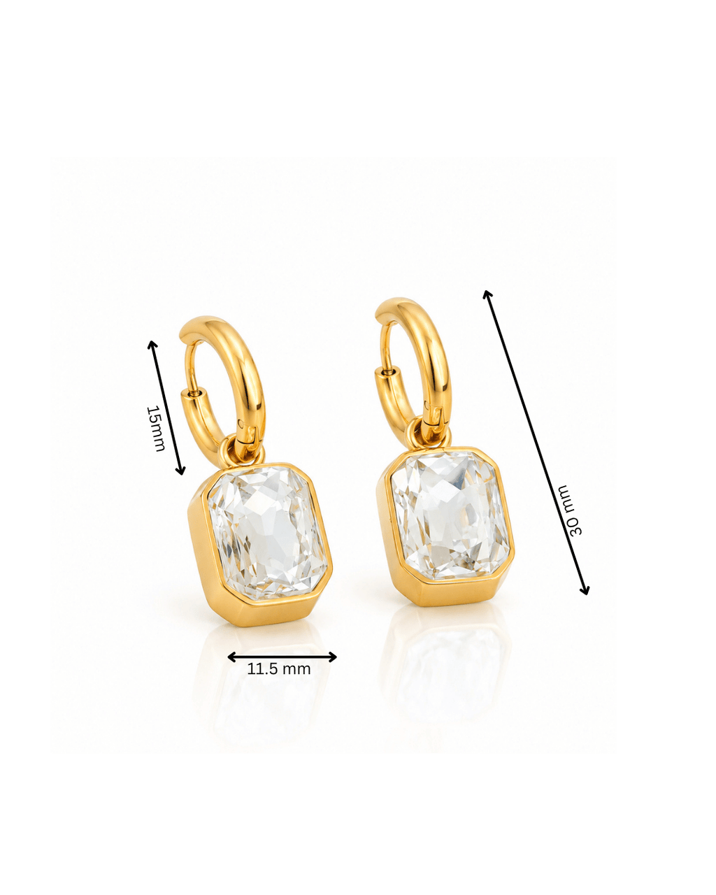 Octagon CZ Bezel Huggie Charm Earrings