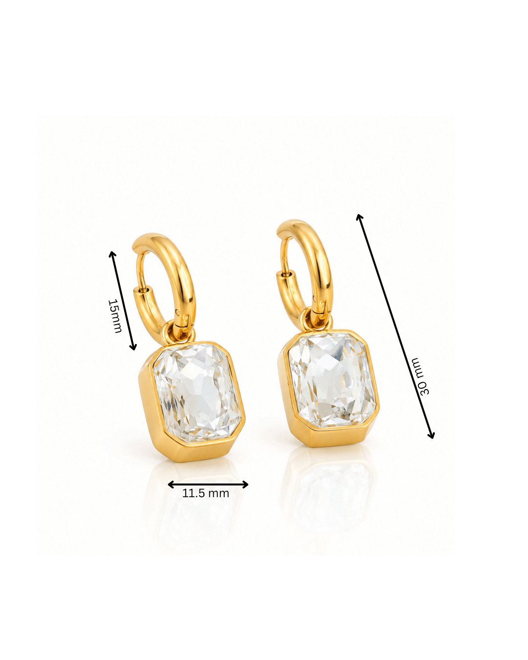 Octagon CZ Bezel Huggie Charm Earrings