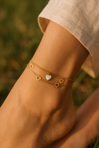 Ethereal Heart – Gold-Plated Double Chain Anklet for Women