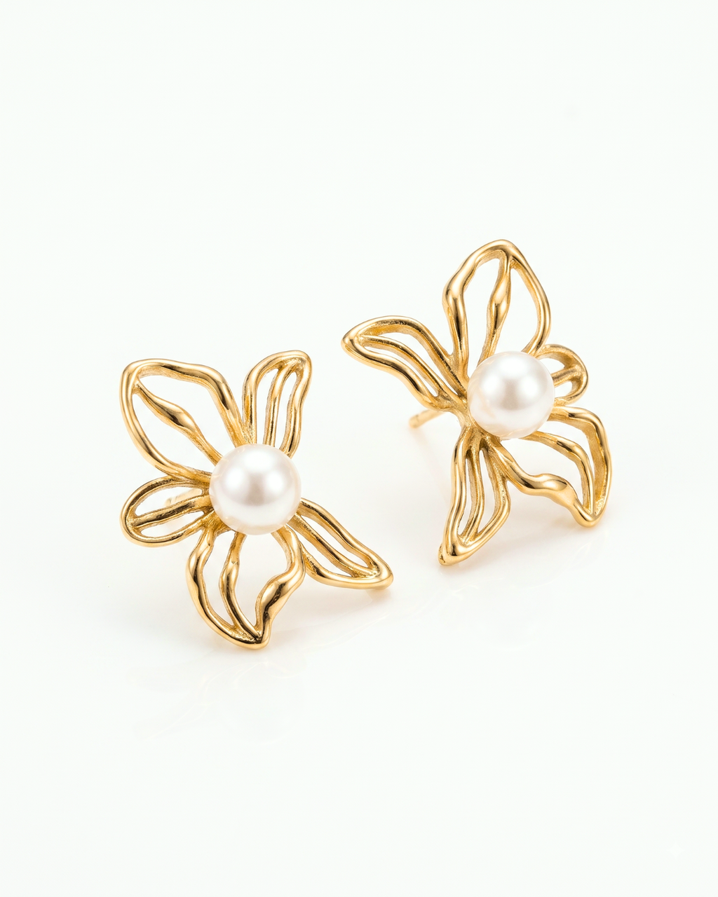 Pearl Bow Stud Earrings