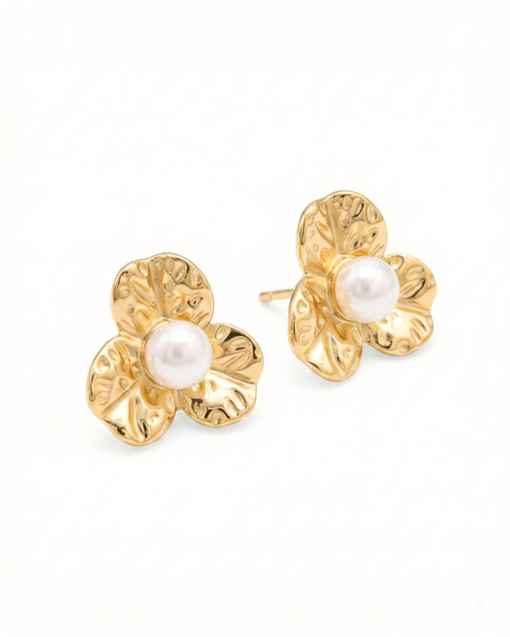 Botanical Pearl Flower Stud Earrings