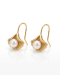Pearl Ginkgo Leaf Drop Earrings