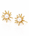 Pearl Sunburst Stud Earrings