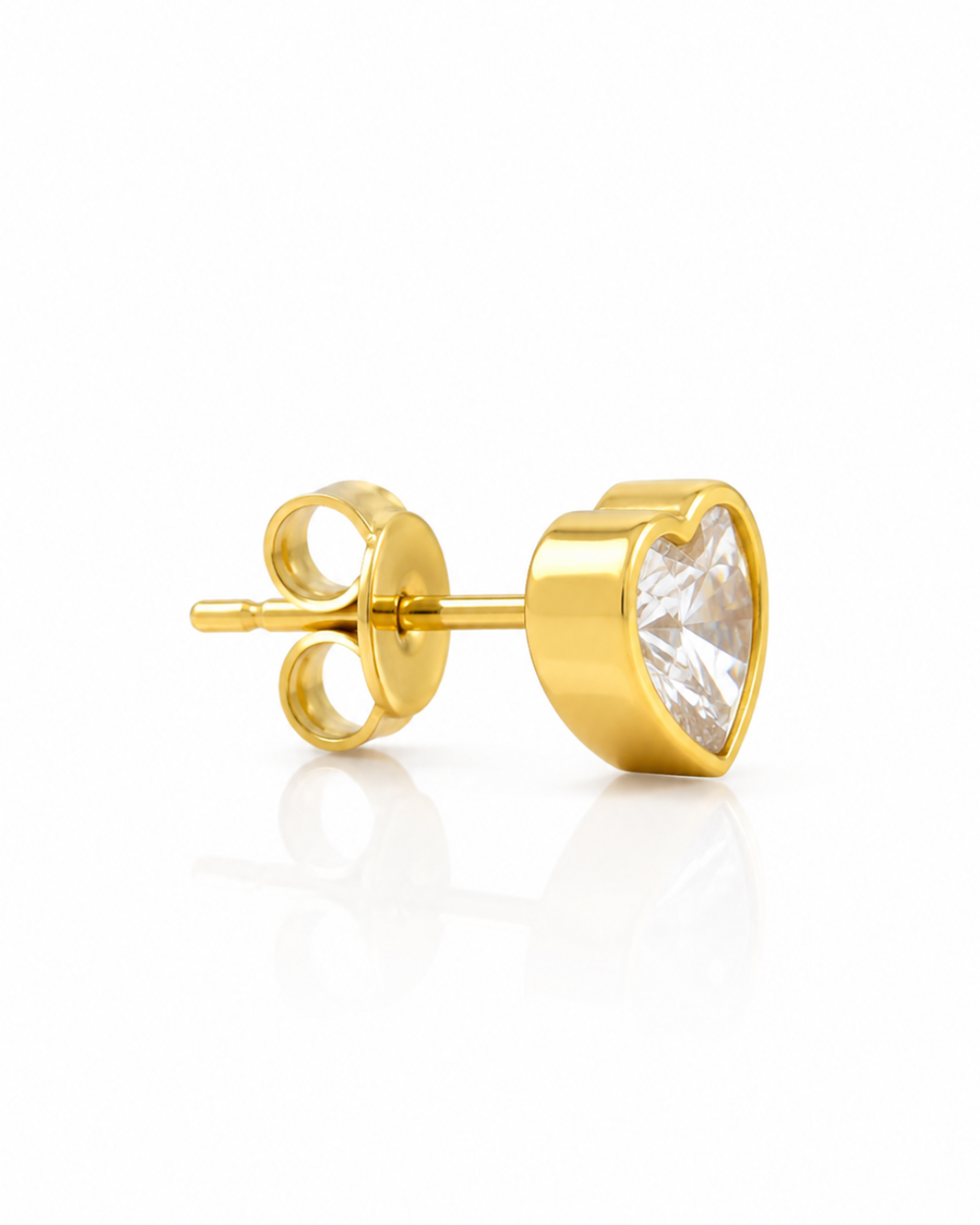 Heart CZ Bezel Stud Earrings