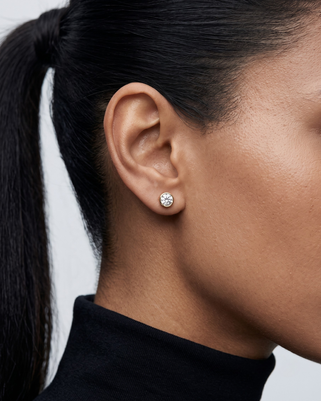Bezel CZ Stud Earrings
