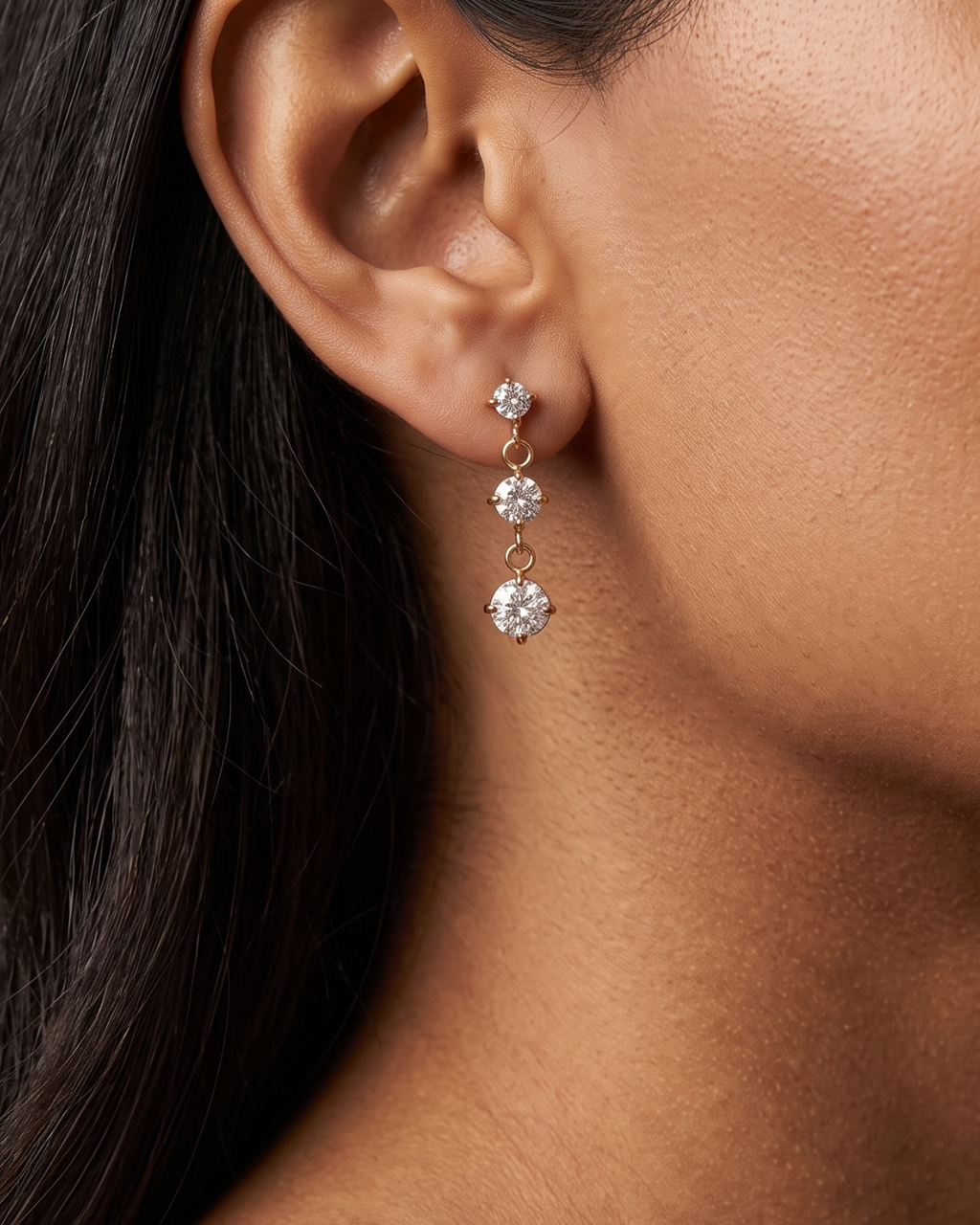 Triple CZ Drop Earrings