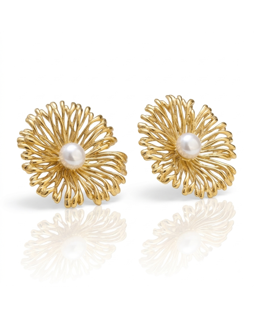 Sunburst Pearl Stud Earrings